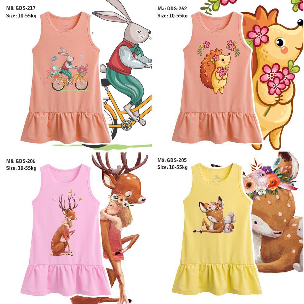 Đầm thun bé gái size nhỏ, trung, đại 11-55kg, giao mẫu ngẫu nhiên
