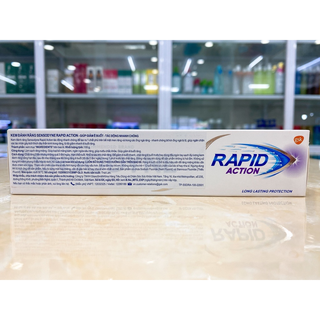 Kem Đánh Răng Sensodyne GIảm Ê Buốt Rapid Chính Hãng Công Ty 100g Mẫu Mới