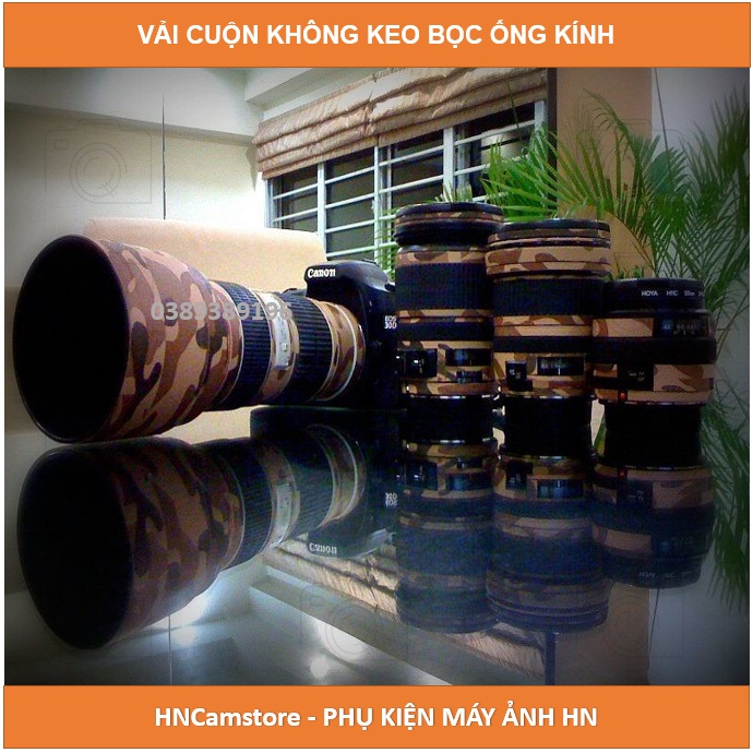 Vải cuốn lens (bọc lens) họa tiết rằn ri bảo vệ ống kính máy ảnh chống trầy xước