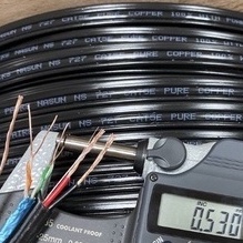 Dây Mạng 4 Lõi Liền Nguồn NASUN NS-727 Lõi Đồng Có Dầu Chống Ẩm, Băng Nhôm Chống Nhiễu Dùng Cho Camera IP cuộn 305M