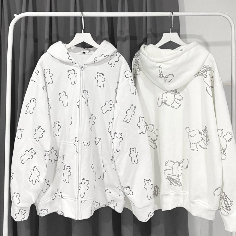 Áo Khoác Dây Kéo Nỉ TEDDY cute ulzzang unisex pqk | BigBuy360 - bigbuy360.vn