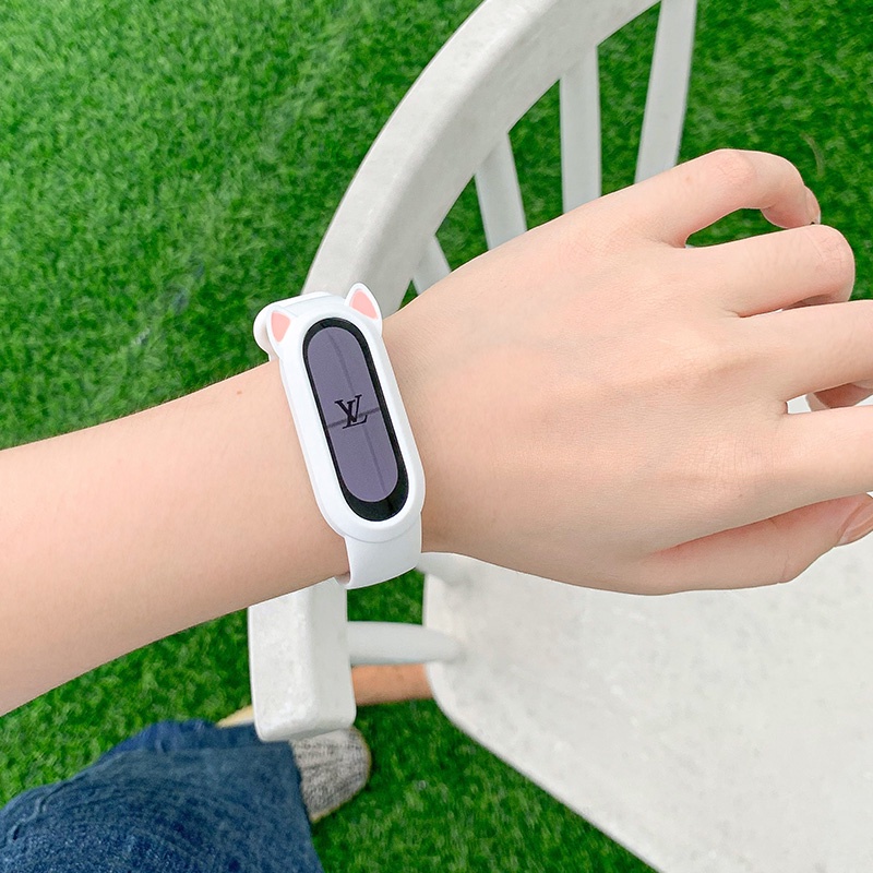 Dây Đeo Thay Thế Bằng Silicone Hình Tai Mèo Cho Xiaomi Mi Band 7 6 5 4 3 Mi Band 7 6 5