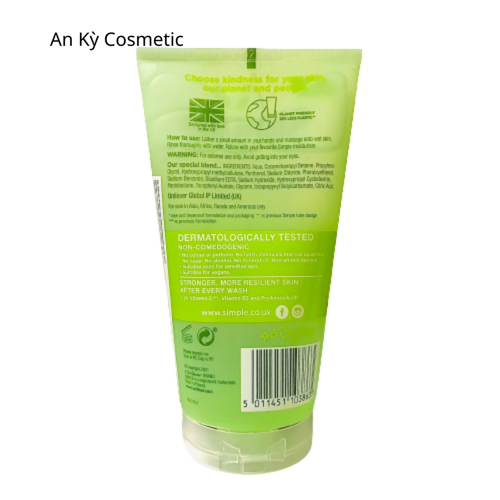 Sữa rửa mặt Simple UK chính hãng