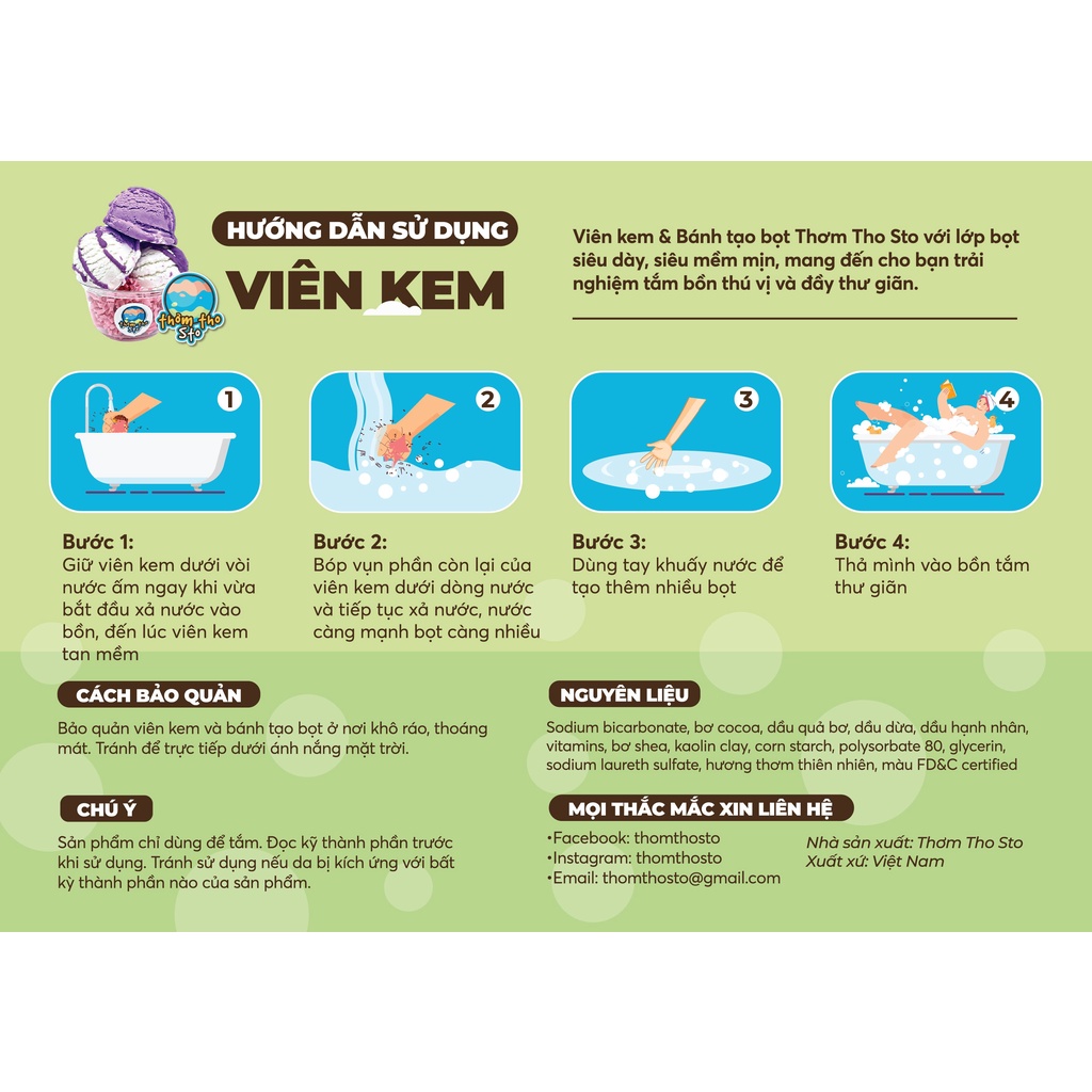 Viên kem tạo bọt bồn tắm bồng bềnh hương HOA ANH ĐÀO nhiều bọt mềm da, bubble scoop, 80, 160, 240 gram