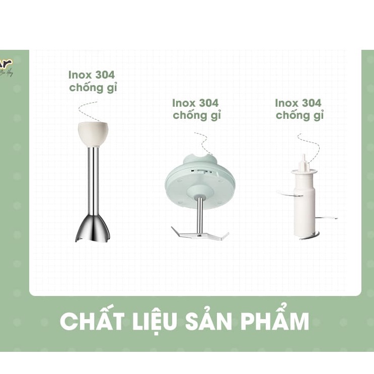 Bộ Máy Xay Bear-JBQ-B50E1 Đa Năng Xay Ăn Dặm, Xay Cháo, Xay tỏi ớt, Đánh Trứng Cầm Tay Tiện Lợi, Bảo hành 12 Tháng