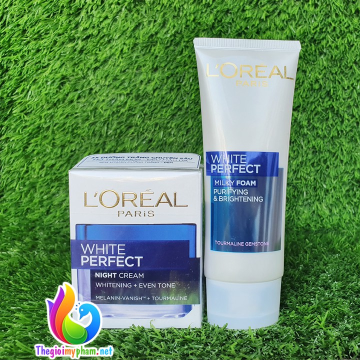 Combo Kem Dưỡng Trắng Da Ban Đêm L'oreal 50ml + Sữa Rửa Mặt Trắng Da L'oreal 100g