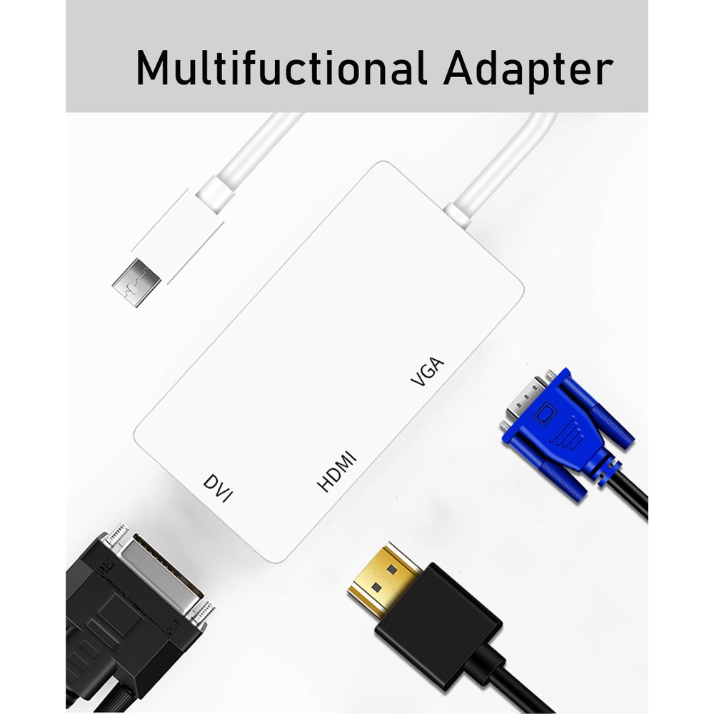 Bộ Chuyển Đổi Displayport Mini Sang DVI VGA HDMI 3 Trong 1 Cho laptop thương hiệu táo Pro Mini Surface Pro 1 2 3 4