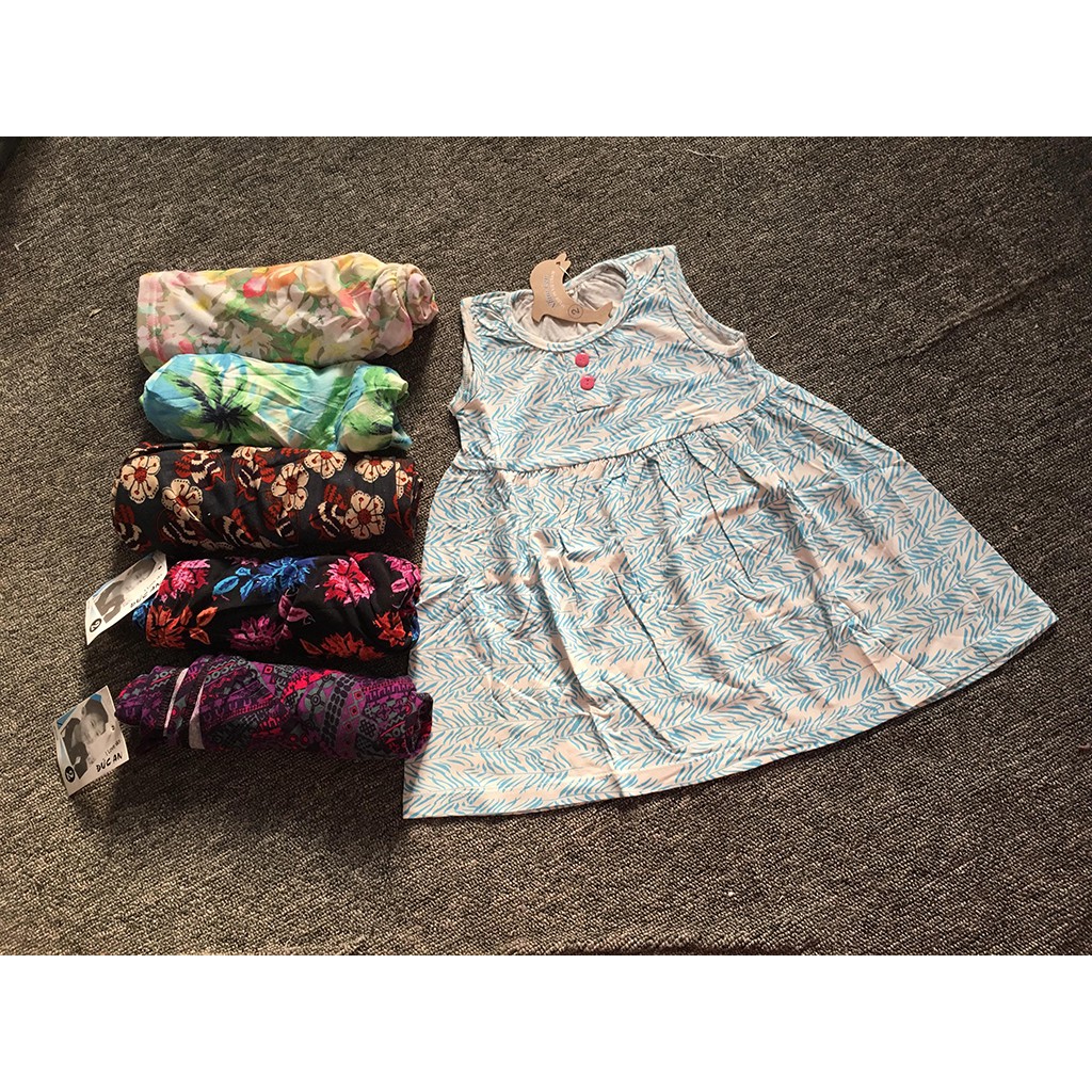 combo 3 bộ váy cotton ba lỗ đính cúc cho bé gái mầu sắc bất kỳ