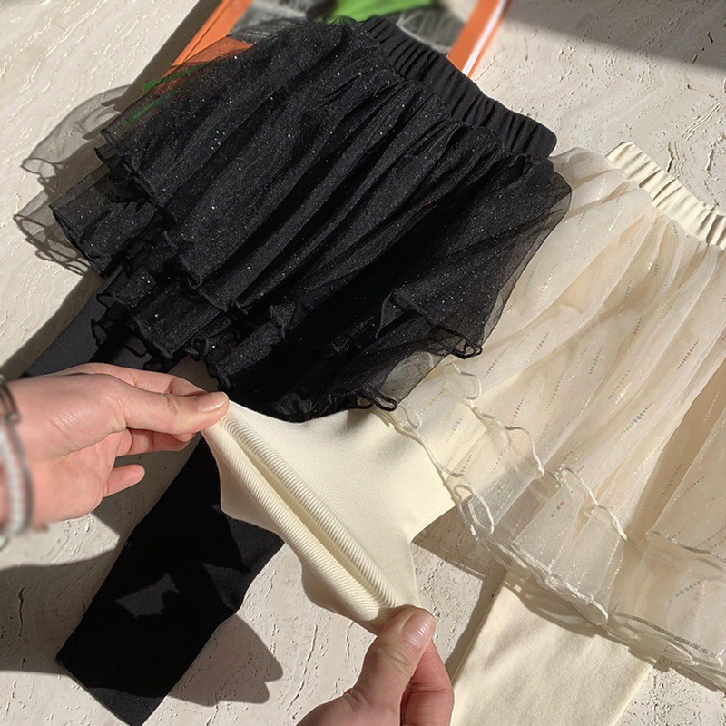 Baby Girls' Sweet Canopy Skirt Skirt Pants Solid color Net Gauze Trousers Summer