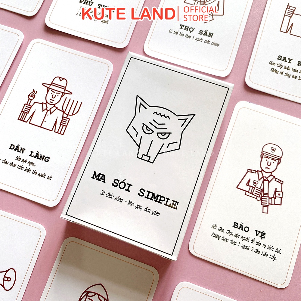 Bộ bài ma sói Simple Board Game 7-20 người chơi 20 lá bài hoạ tiết đơn giản gọn gàng thích hợp mang theo mình K-MSSIM