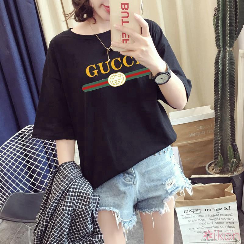 Áo thun nữ ngắn tay in chữ phong cách Hàn Quốc