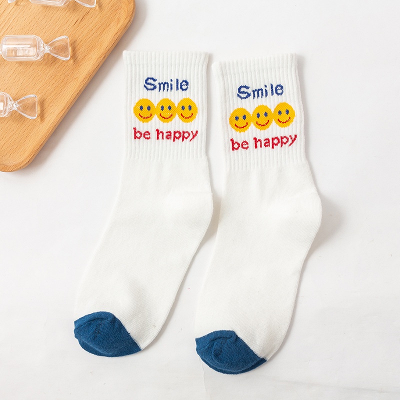 Tất cổ cao nam nữ họa tiết dễ thương vải co giãn thời trang Hàn Quốc