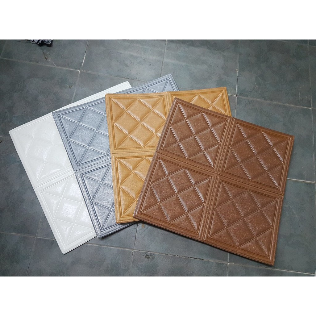 Tấm xốp dán tường 3d giả da 60X60cm hoa văn nổi 1 cmchống ẩm cách âm cách nhiệt | BigBuy360 - bigbuy360.vn