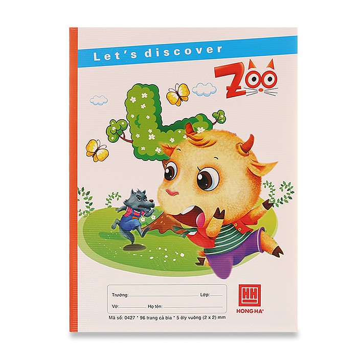 10 quyển Vở Hồng Hà 5 ô ly 96 trang Class Zoo 0427 dành cho học sinh miền Trung - Nam