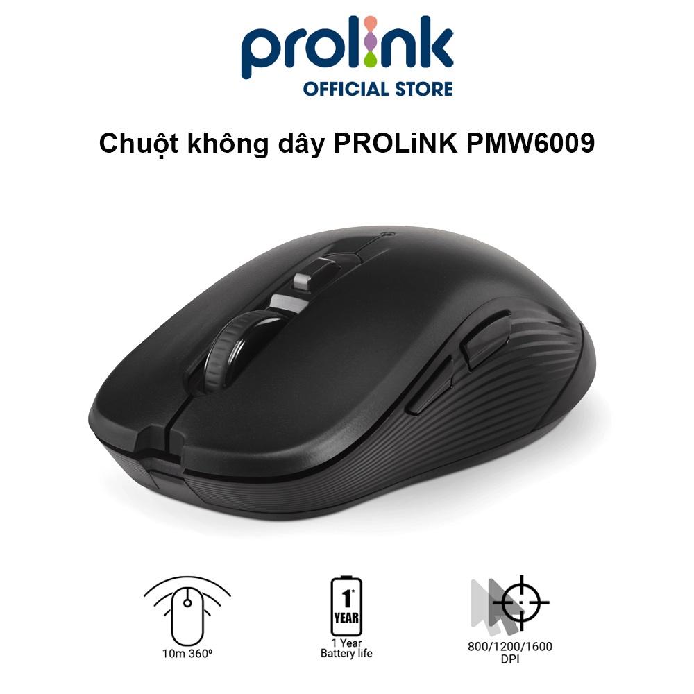 Chuột không dây PROLiNK PMW6009 độ nhạy cao, tiết kiệm pin dành cho PC, Macbook, Laptop