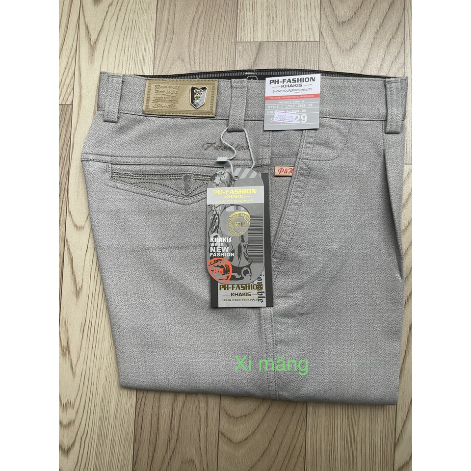 Quần kaki nam trung niên ống suông xếp ly cao cấp KK068- Xưởng may Phúc Hằng