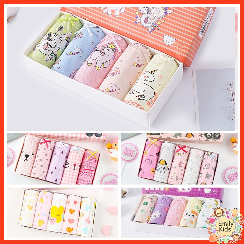 Set 5 QuầN LóT Cotton In HìNh NgựA Unicorn Dễ Thương Cho Bé GáI (2-13 TuổI)