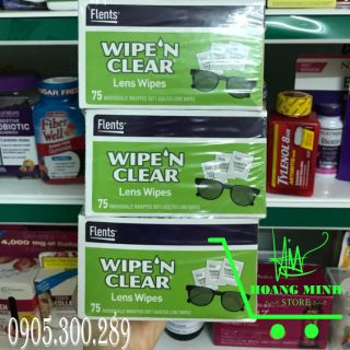🇺🇸 Giấy Lau Kính Flents Wipe'n Clear Lens Wipes - Giúp làm sạch và bảo vệ Kính - Hộp 75 Miếng 🇺🇸