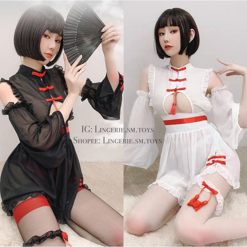 Cosplay Trung Hoa | Váy Voan Hầu Gái Hở Ngực • QR746
