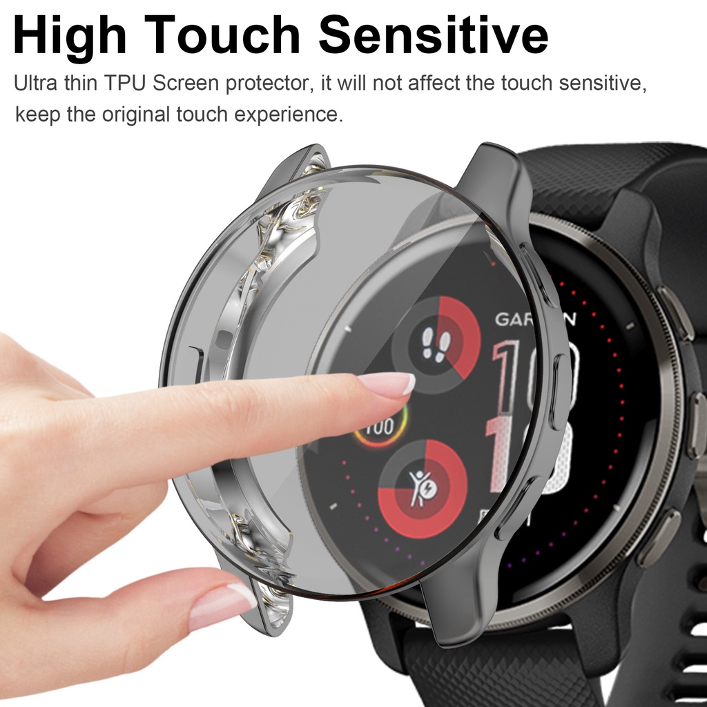 Miimall Ốp Lưng Nhựa TPU Mềm Trong Suốt với Kính Cường Lực Cho Garmin Venu 2 Plus