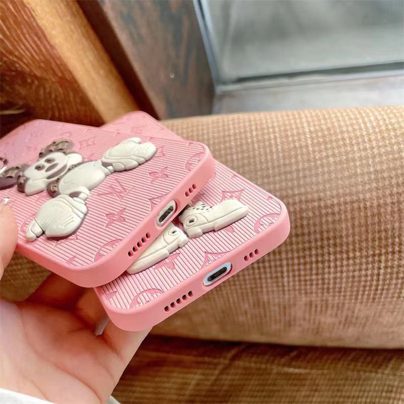 Ốp điện thoại da hồng Mickey LV cho IPHONE 13PROMAX 13 13PRO 11PROMAX 11 X XS XR XS MAX 7PLUS 8PLUS 7 8 12PRO 12PROMAX