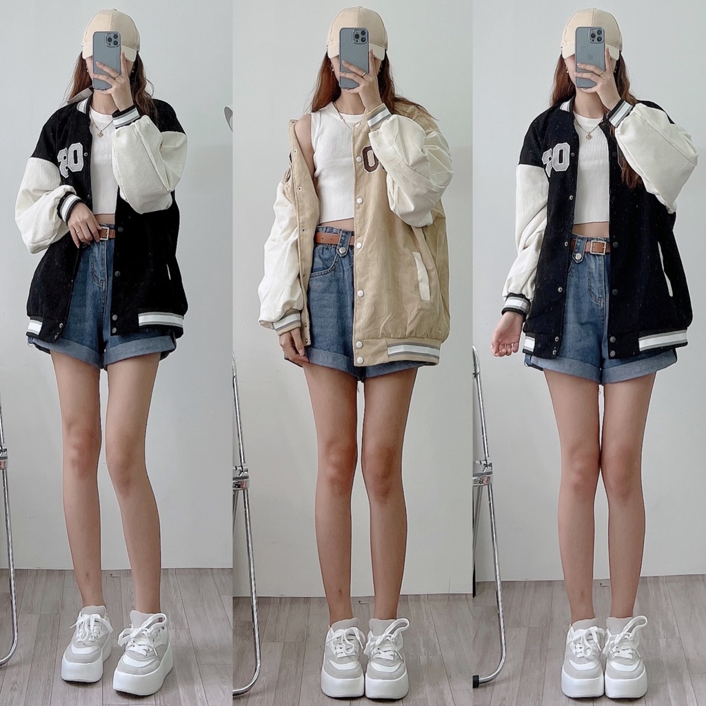 [Ảnh thật/Video]Áo bomber “CHOOSE”chất nhung tăm dày dặn Áo khoác cá tính in hình dáng Hàn Quốc