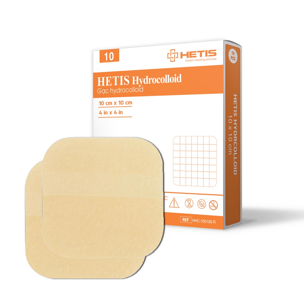 Miếng Dán Mụn Làm Mờ Sẹo HETIS HYDROCOLLOID Giúp Thấm Hút Dịch Mụn, Tái Tạo Da, Kích Thước 100x100mm