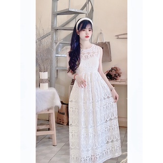 Đầm maxi ren dày dặn