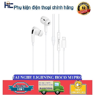 Tai Nghe Bluetooth Dây Lighning Hoco M1 Pro - Cho Iphone/Ipad Chính Hãng - Tai Nghe Nhét Tai M1Pro - BH 12 Tháng