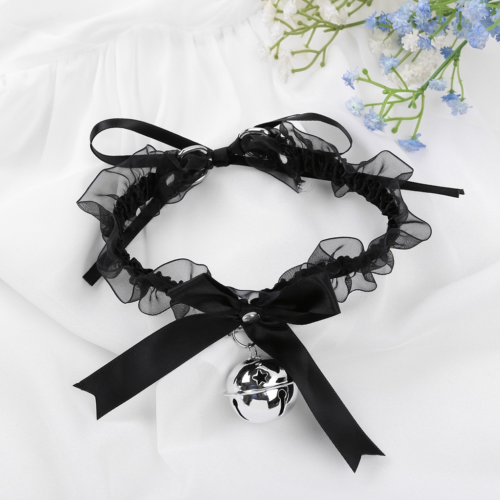 Vòng Cổ Choker Ren Đính Chuông / Nơ Dễ Thương Có Thể Điều Chỉnh Phong Cách Gothic Cho Nữ