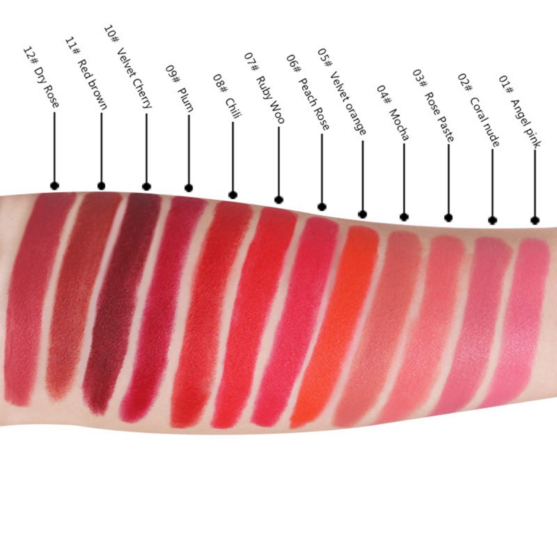 [Hàng mới về] Son thỏi nhung lì thương hiệu Minfei kháng nước chống dính với 12 màu tùy chọn | BigBuy360 - bigbuy360.vn