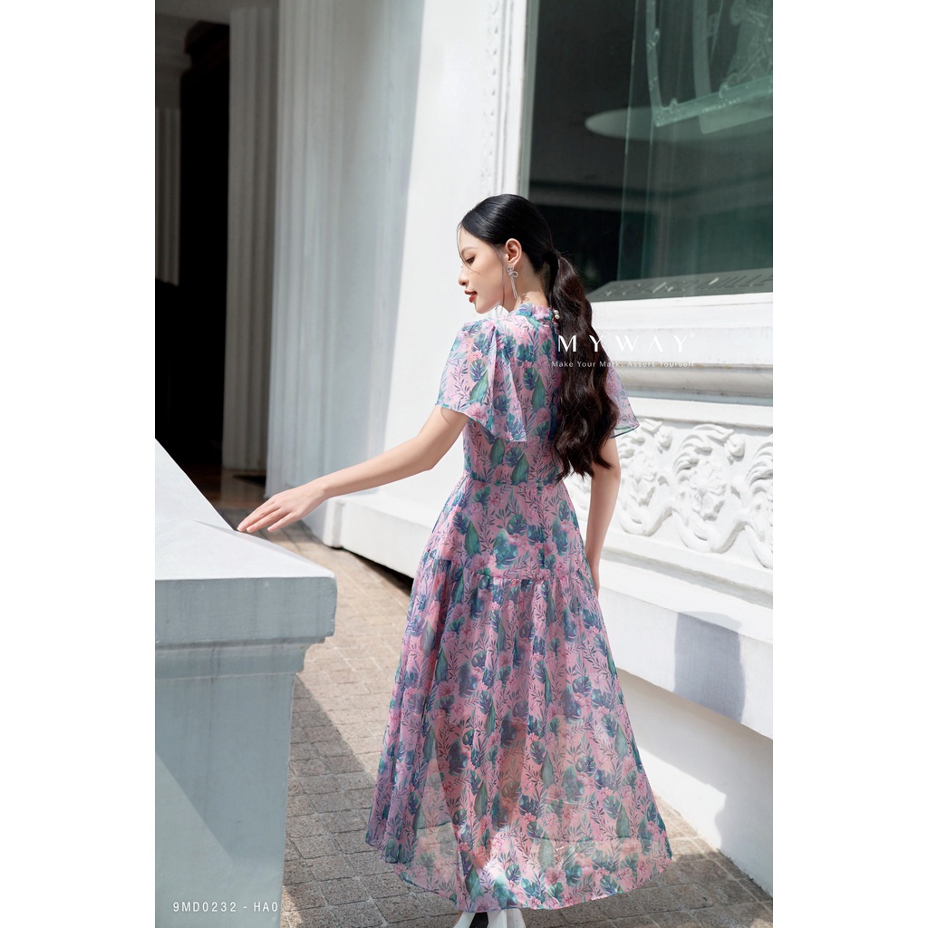 Đầm Maxi Nữ  MY WAY Dáng Xòe Cổ Nơ Sang Trọng 9MD0232 Ha0