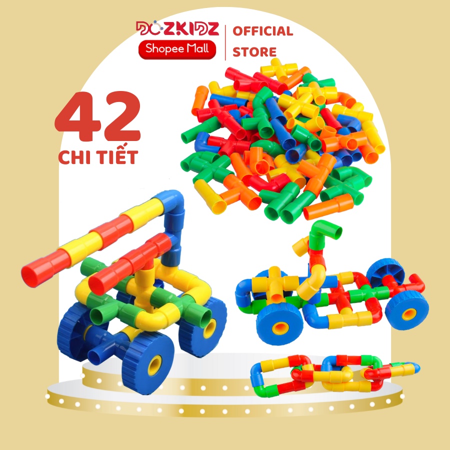 Đồ chơi sáng tạo, tư duy - Túi xếp hình ống nước 42 chi tiết - DOZKIDZ