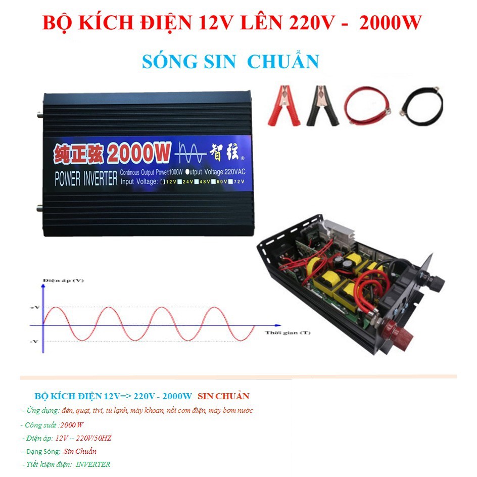 Inverter 12V 2000W Sin Chuẩn