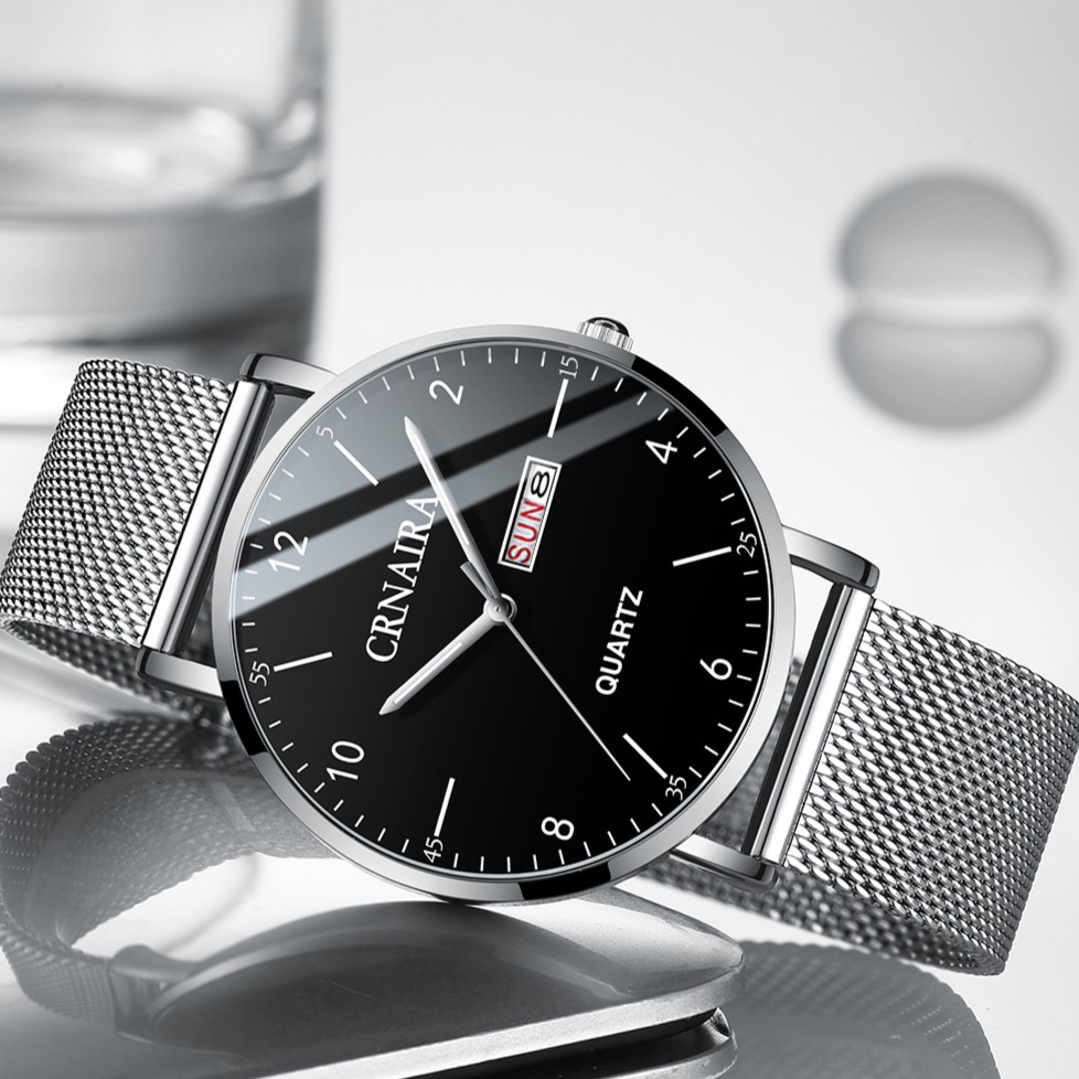 (CHUẨN MEN) Đồng Hồ Nam CRNAIRA JAPAN CR668 Chạy 2 Lịch Máy Mỏng Dây Thép Lụa Cao Cấp_Tặng Hộp Và Vòng Tay Phong Thủy | BigBuy360 - bigbuy360.vn