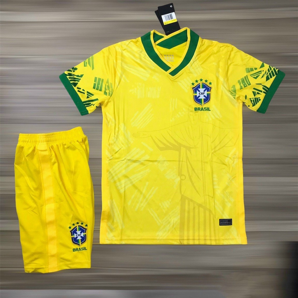 Bộ Quần Áo Bóng Đá Đội Tuyển Brazil Wordcup 2022 Màu Vàng⚡Freeship⚡Set Quần Áo Đá Banh Vải Thái Chuẩn Áo Thi Đấu