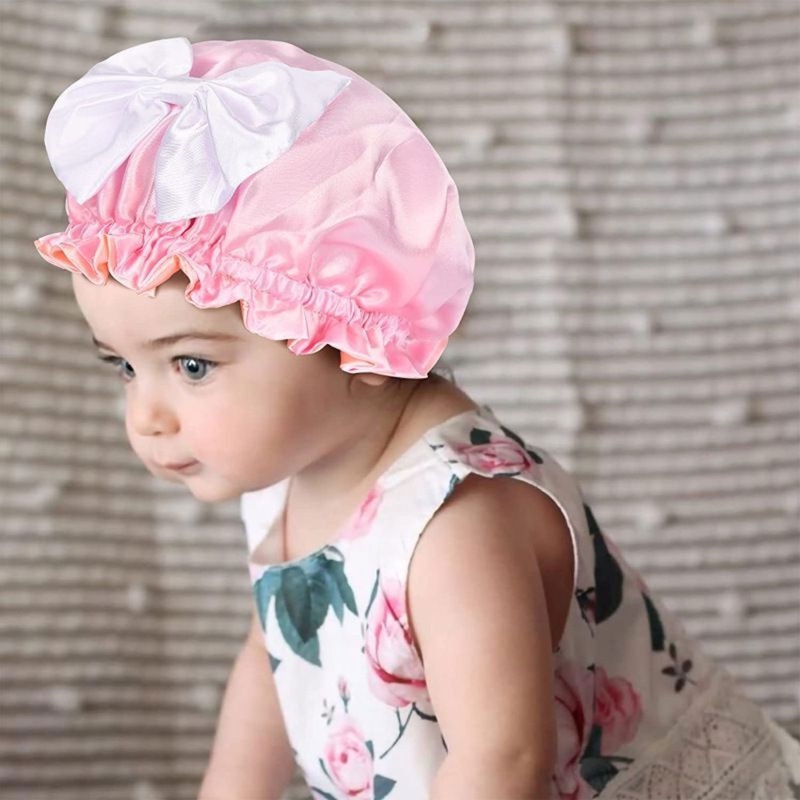 Mũ Trùm Đầu Co Giãn Đính Nơ Họa Tiết Hoa Nở Cho Bé