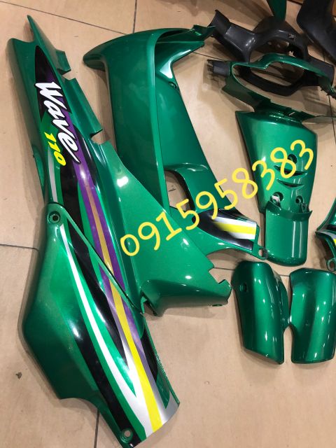 Bộ vỏ nhựa Wave alpha - wave thái xanh ken kèm tem