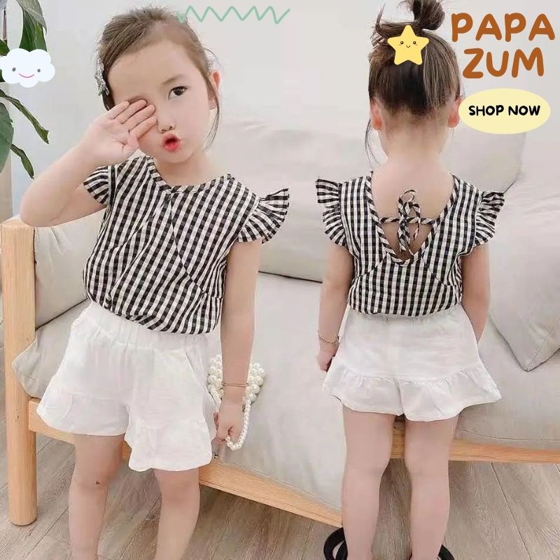 Bộ mùa hè bé gái phong cách Hàn Quốc,thiết kế ngọt ngào dễ thương PAPAZUM SF1330