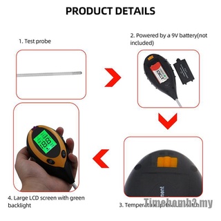 [Time2] Máy đo độ ẩm đất PH 4 trong 1 Máy đo độ ẩm ánh sáng mặt trời cho bãi cỏ cây trong vườn