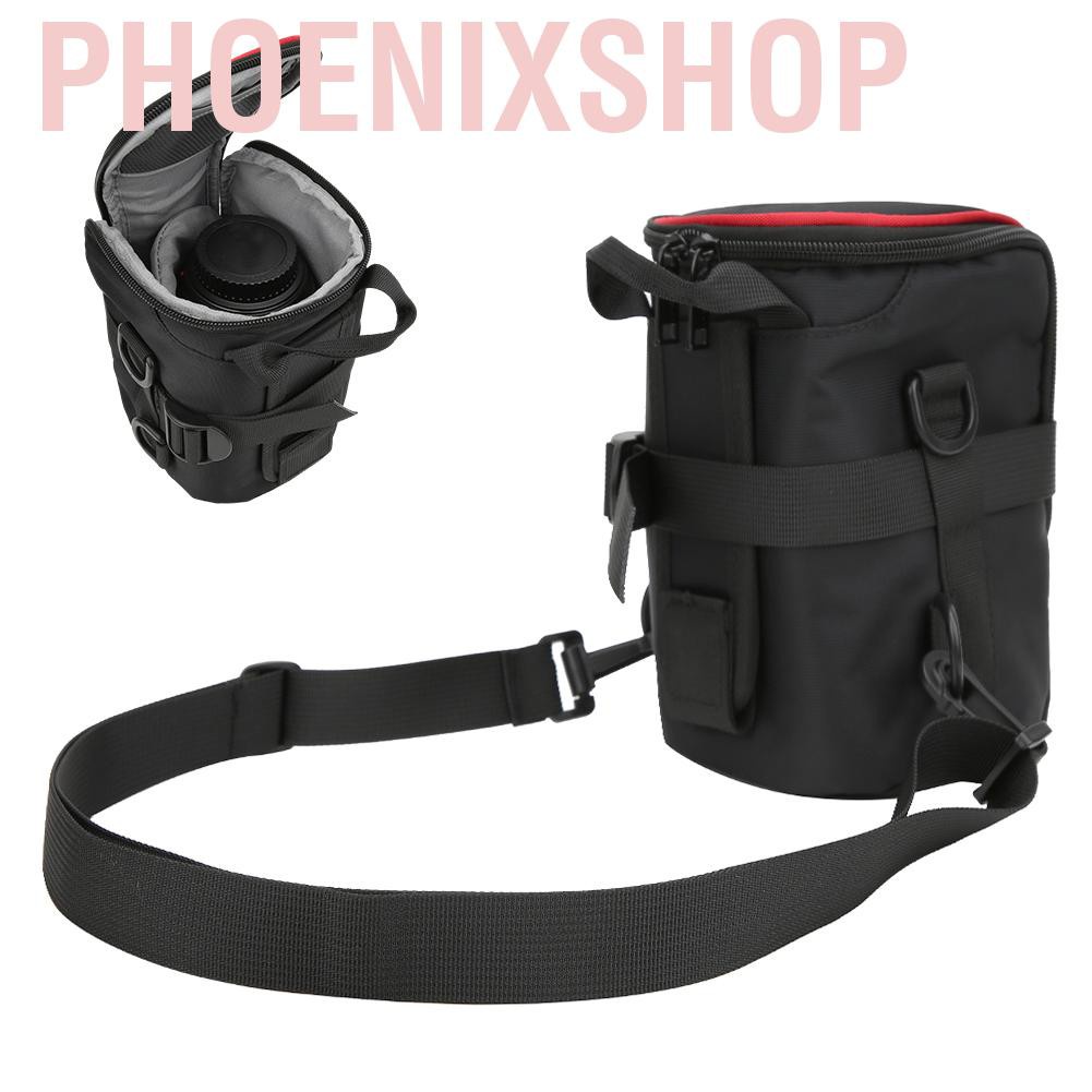 Phoenixshop Camera lens case  waterproof DSLR camera bag in black nylon for Canon/Nikon