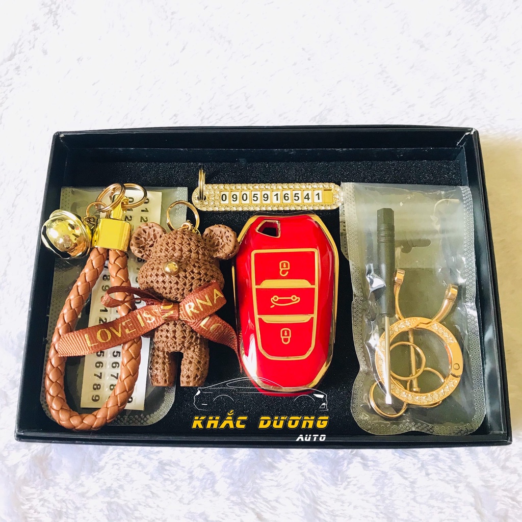 Ốp chìa khoá Peugeot 2008 3008 5008 TPU đính đá nhân tạo cao cấp sang trọng