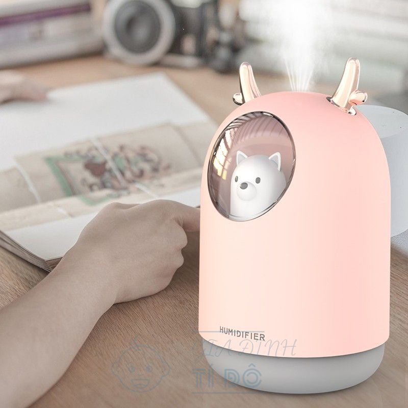 Máy Phun Sương Tạo Ẩm Không Khí ⚡ FREESHIP ⚡ Hình Gấu Dung Tích 300ml Có Đèn Led 7 Màu