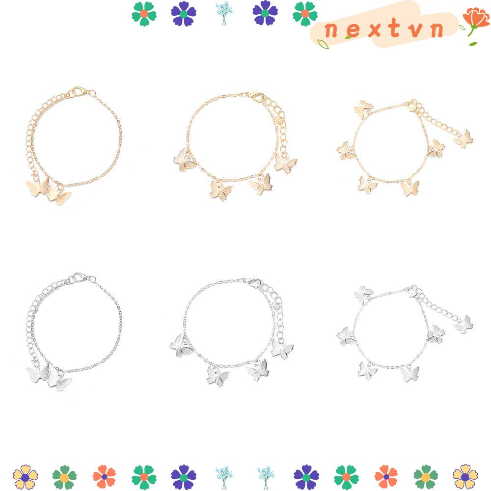 Vòng Tay Sợi Xích Bằng Hợp Kim Phối Mặt Bướm Xinh Xắn Cho Nữ
