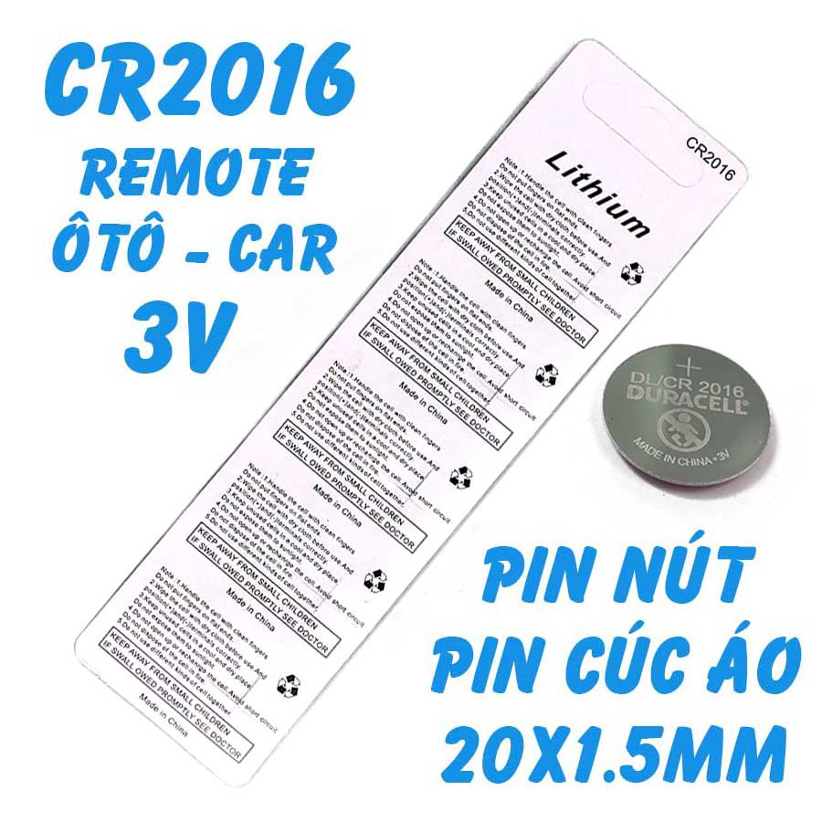 Pin Cúc Áo CR2016 3V Chuyên dụng thay pin cho chìa khóa ô tô thiết bị điện tử cầm tay, smart key