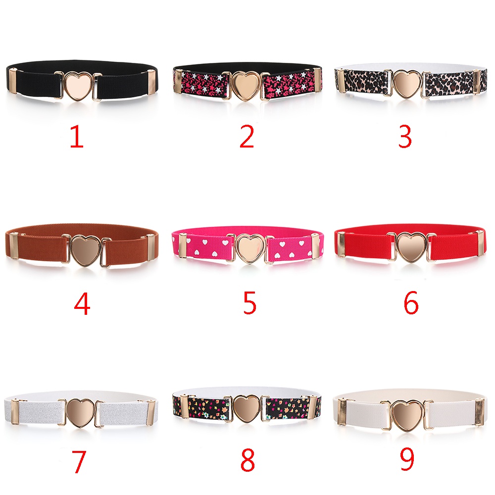 CLEVER Fashion Waist Belt Teen Dresses Elastic Belts Heart Belt Elastic Stretch Adjustable Kids Girls