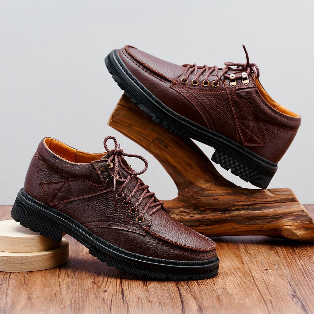 Giày da nam tăng chiều cao bí mật 5cm LEXSHOES giày da bò LS09 cao cấp bảo hành 2 năm