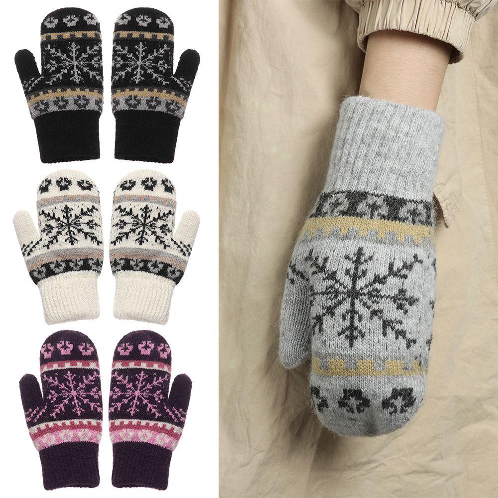 Găng Tay Len Hở Ngón Họa Tiết Bông Tuyết Thời Trang