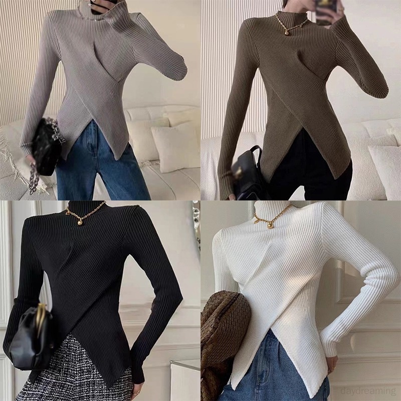 Áo Sweater Cổ Lọ Màu Sắc Đơn Giản Cho Nữ