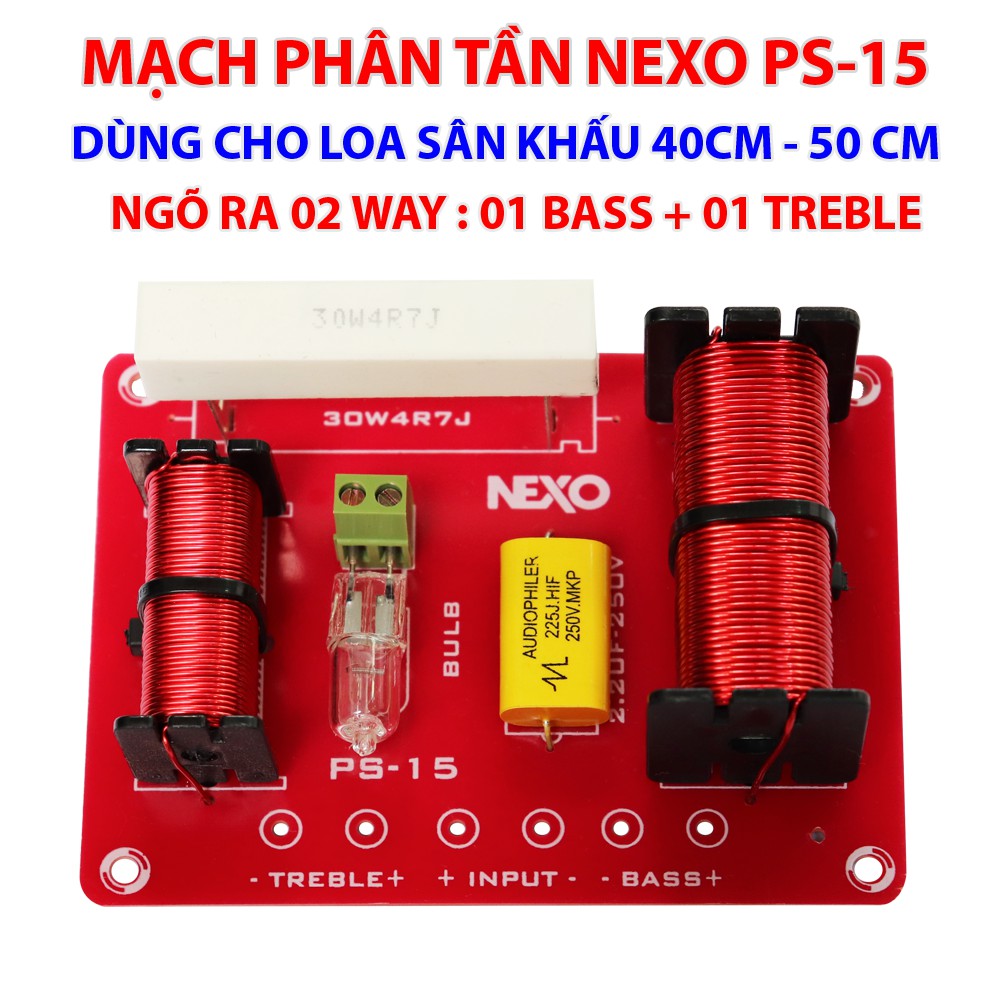Mạch phân tần công suất lớn Nexo PS-15 Dùng cho Loa Karaoke, Loa sân khấu - Ngõ ra 01 Bass + 01 Treble